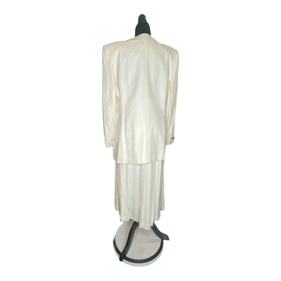 Kasper for A.S.L. Oversized Jacket & Pleated A-line MIDI Skirt Vintage Ivory 16 - Picture 10 of 15